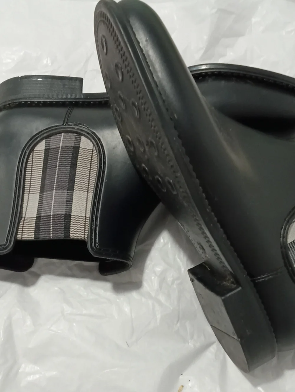 NWOT Henry Ferrera Black Chelsea Rain Ankle Boot with Patterned Elastic Size 7